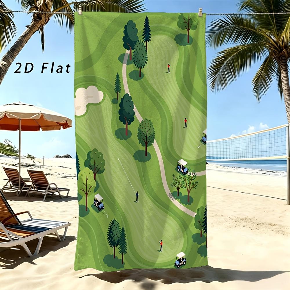Funny Golf Landscape 2D Flat Printed Microfiber Beach Towel 1Pc Sandproof Waterproof Holiday Travel Sunbath Sea Towel