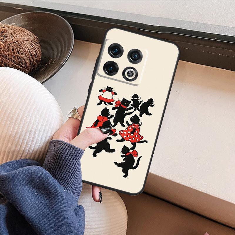 BLACK CUTE KITTY Case For OnePlus 10T 10R 8T 12R 13R 13s 13 12 11 9 10 Pro Nord 5 CE 2 3 4 Lite N20 N30 Cover