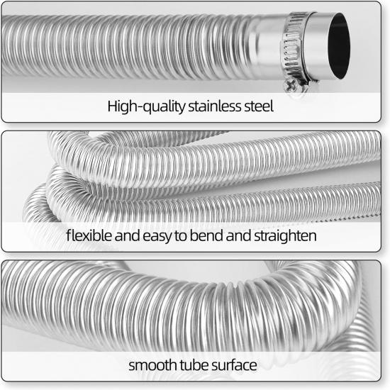 1" Stainless Steel Exhaust Hose, Fuel Tank Diesel Gas Vent Hose,78.7" Flexible Exhaust Tubing Diesel Heater Exhaust Pipe, 1" Inner Diameter Air