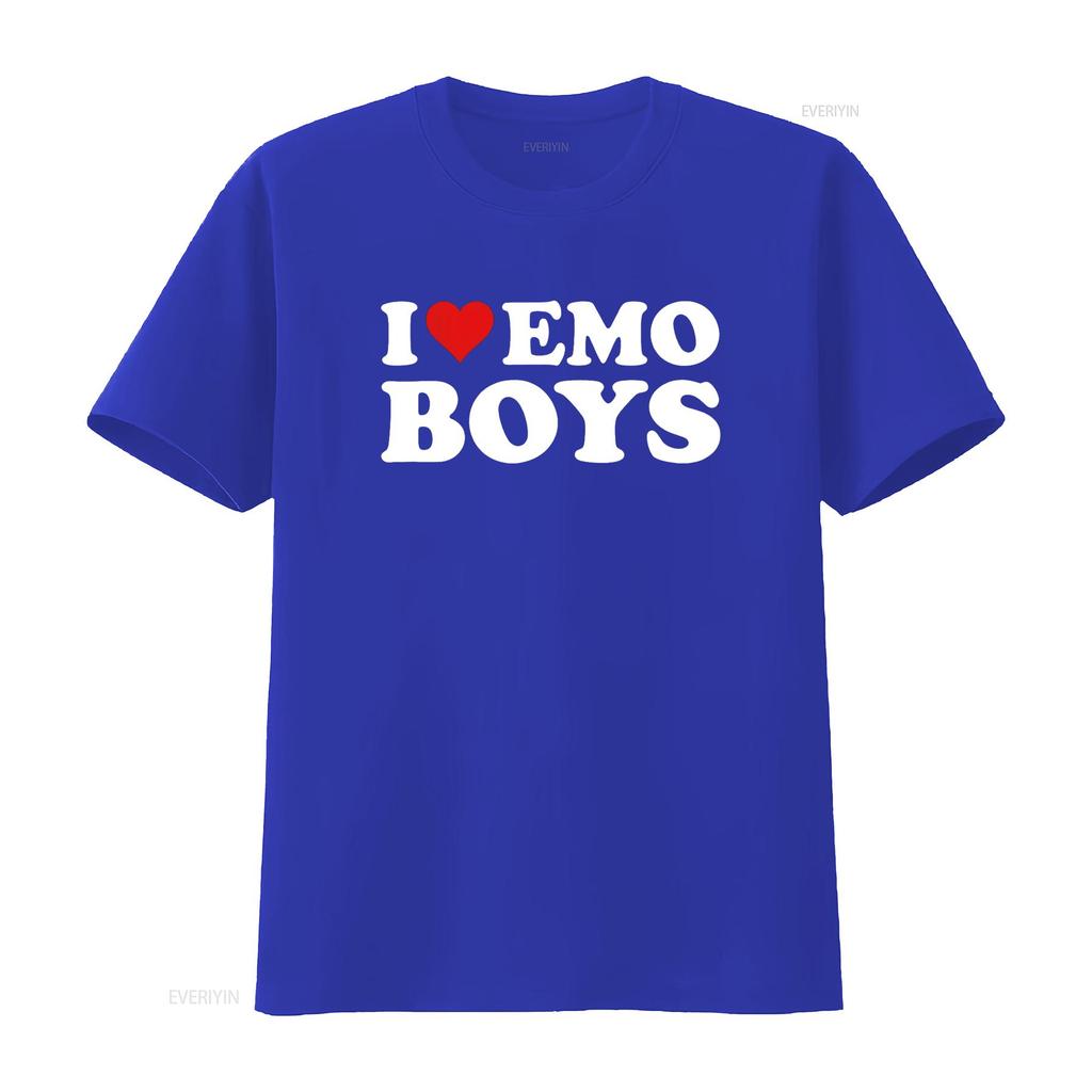 I Love Emo Boys T Shirt vintage Washed Stretched fashion Comfortable Unisex Soft designer clothes Breathable streetwear Stylish