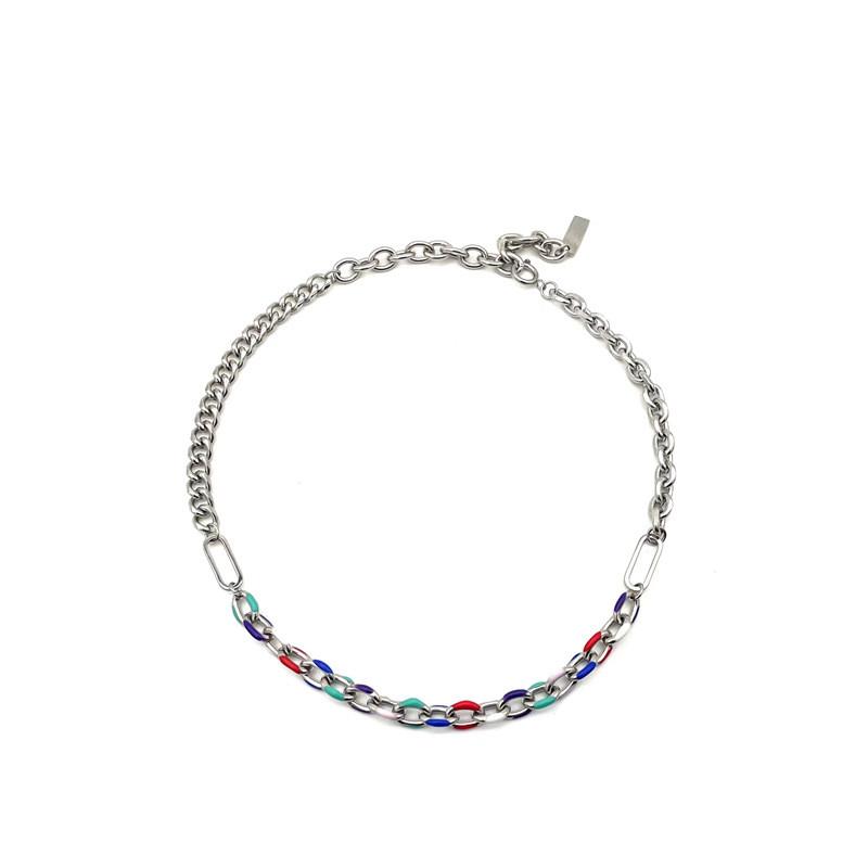 Geometric Stainless Steel Chain Necklace And Bracelet For Men And Women