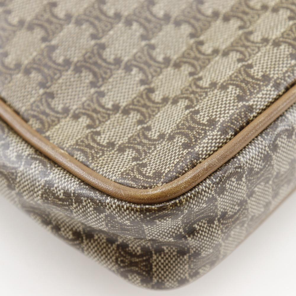 Celine Old Celine Business Bag Macadam Pattern Vintage Brown PVC Mens Used