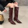 2025 Autumn and Winter New Pointed Fashion Tall Thick Heel Thin Western Knight Boots