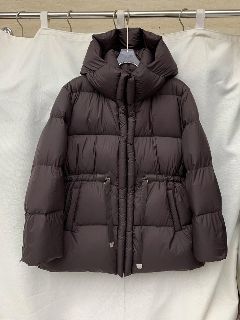 New hooded medium and long down jacket women's thickened drawstring waist temperament loose bread jacket warm winter jacket