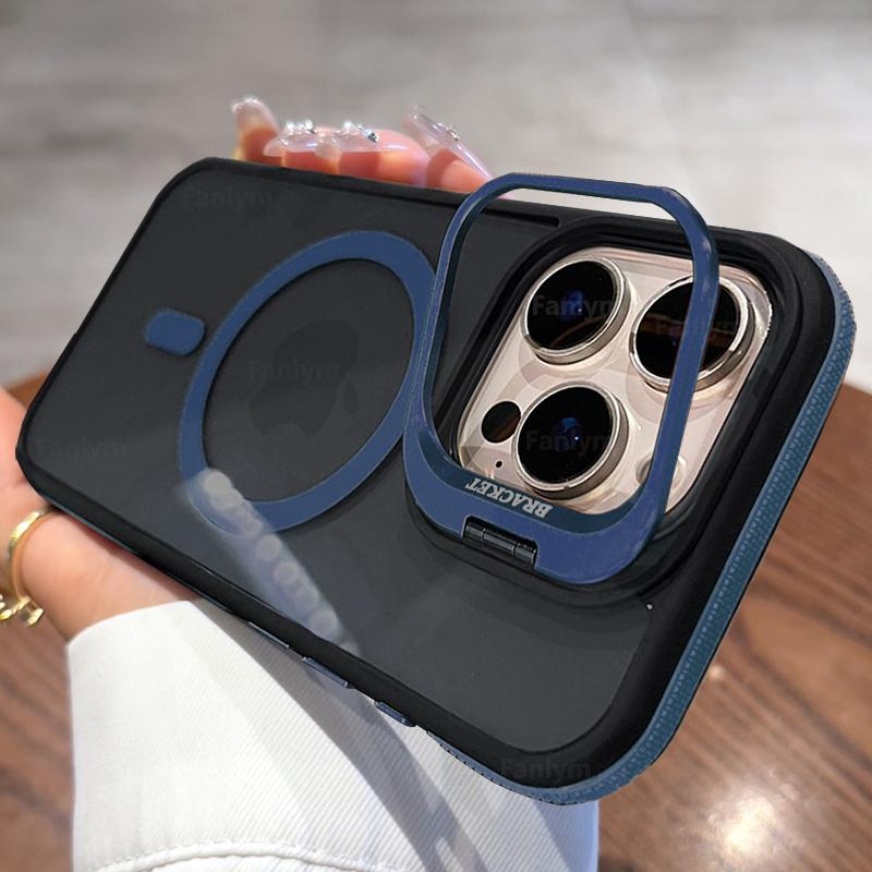 

Черный Прозрачный Для Magsafe Двухцветный Магнитный Чехол Для iPhone 16 15 14 13 12 11 Pro Max Plus Подставка Полупрозрачная Крышка For iPhone 16 ProMax