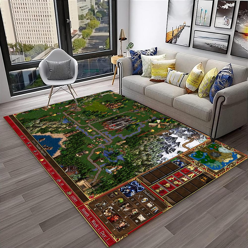 Retro Game Heroes of Might and Magic Carpet Rug for Home Living Room Bedroom Sofa Doormat Decor,kids Area Rug Non-slip Floor Mat