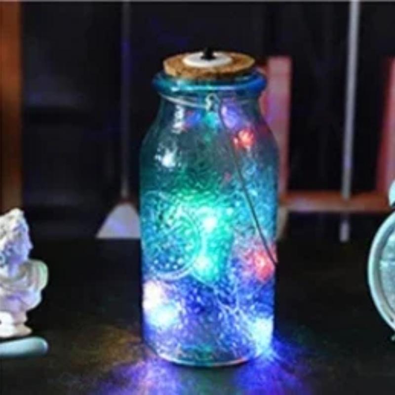 Mason Jar Waterproof Wishing Confession Bottle LED Handheld Night Light for Patio Yard Garden Wedding Decoration Holiday Party