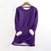 Women's Fashionable Solid Color Round Neck Long Sleeved Plush Warm Pullover Top