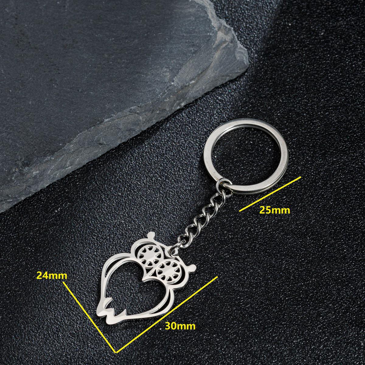 Stainless Steel Cute Owl Keychain Pendant - Fashionable & Colorfast for Men and Women