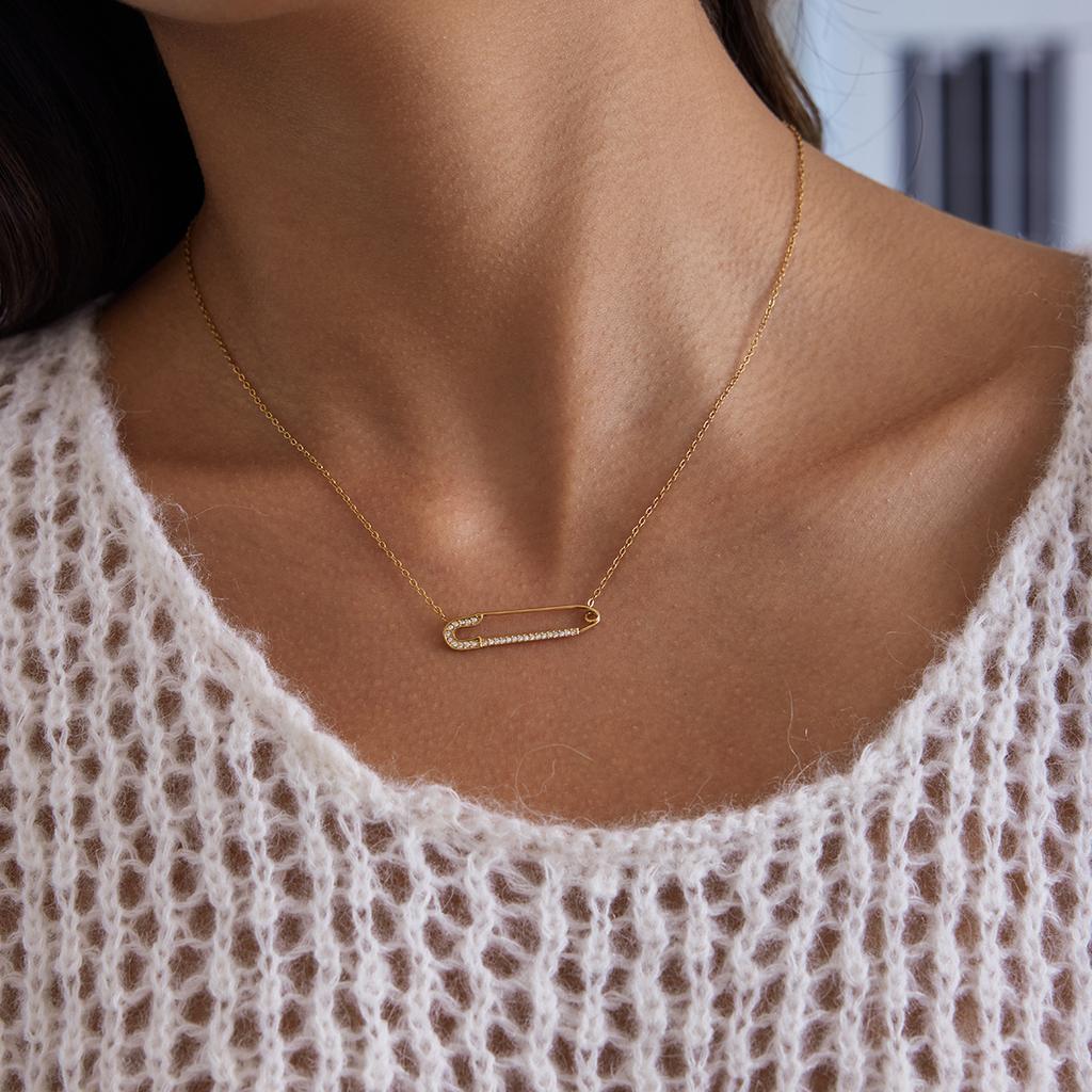 Yori Nerezová ocel Bílé kamínky Sponka na papír Přívěsek Náhrdelník Jedinečný Klasický Módní Šperk Bijoux Femme Nový