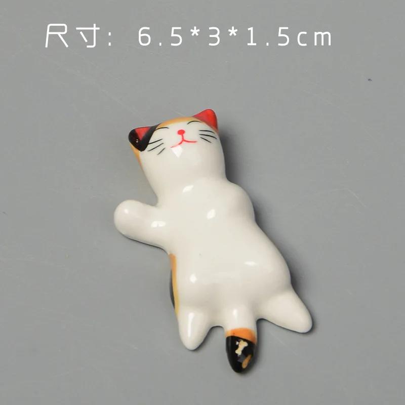 Ceramic Cute Cat Chopstick Holder Tableware Japanese Style Underglaze Restaurant Simple Oval Spoon Bracket Utensil for Kitchen