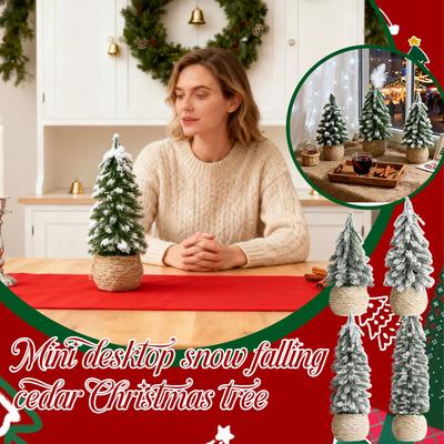 Christmas Decorations Christmas Trees, Artificial Christmas Tree, 6.3-11.8Inch Small Green Xmas Tree With Flocking Snow Frost For Home Table Craft