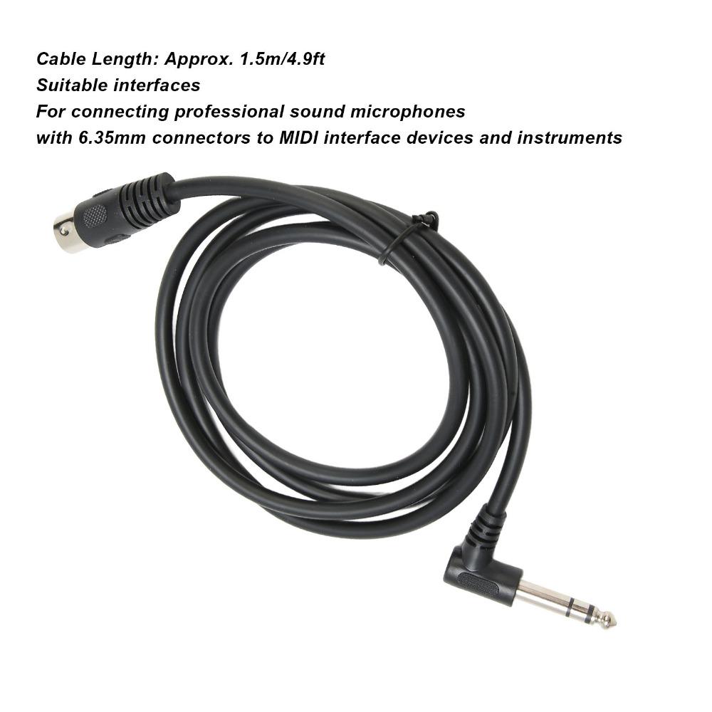 1.5m/4.9ft 6.35mm Male To MIDI Din 5Pin Male Sound Connection Cable  Audio Equipment