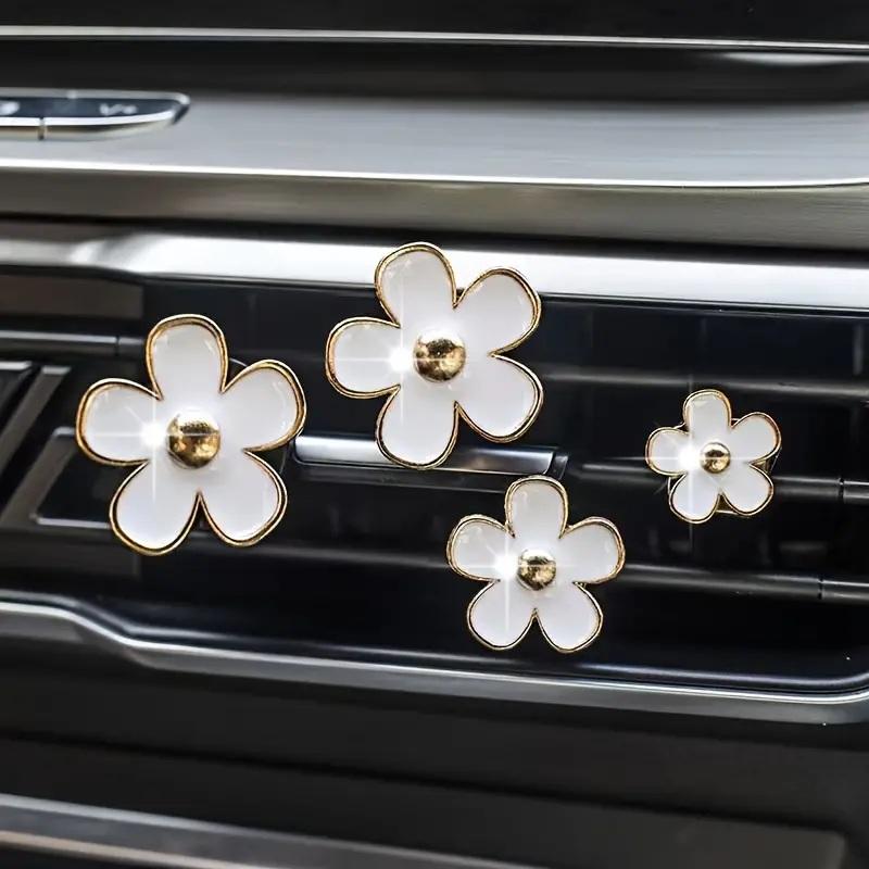 4pcs Small Car Air Outlet Perfume Decoration Clip Flower Daisy Design Car Interior Aromatherapy Fresheners Diffuser Access