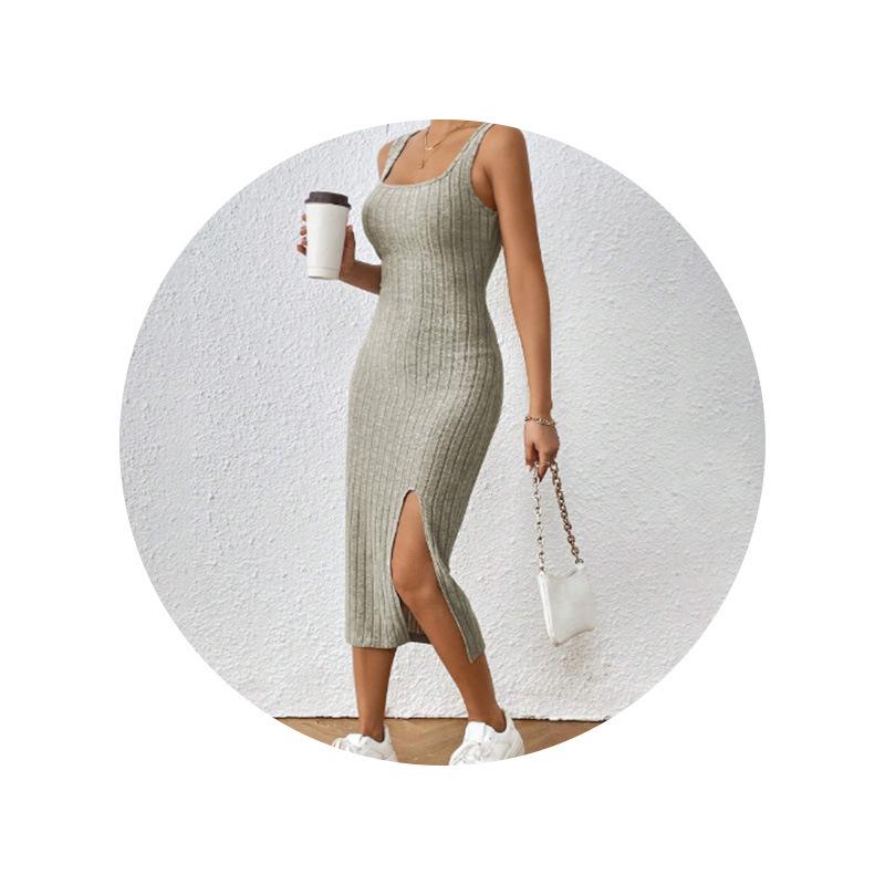 Waist-Hugging Bodycon Sleeveless Tank Top Dress - European & American Style Spring/Summer Long Dress