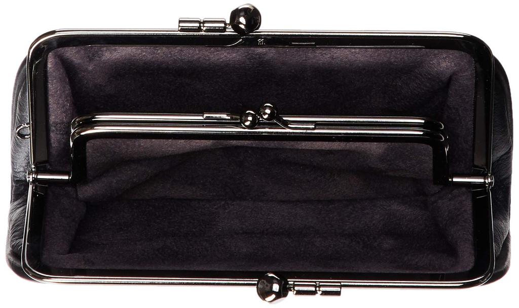 Indenya Parent-Child Clasp Coin Purse, 340cm, Black Deer Leather with Red Lacquer, Dragonfly Pattern, 1501-21-008