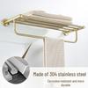 Minimalist Brushed Gold Towel Rack - 304 Stainless Steel Bathroom Hardware Hanger