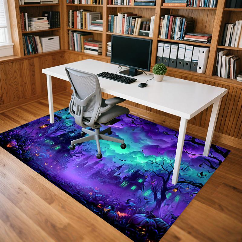 haunted house forest Crystal Velvet chair mat Area Rug - Non-Slip, Floor Mat, Office Desk Chair Rugs, Bedroom Decor.Christmas Gift-1106063