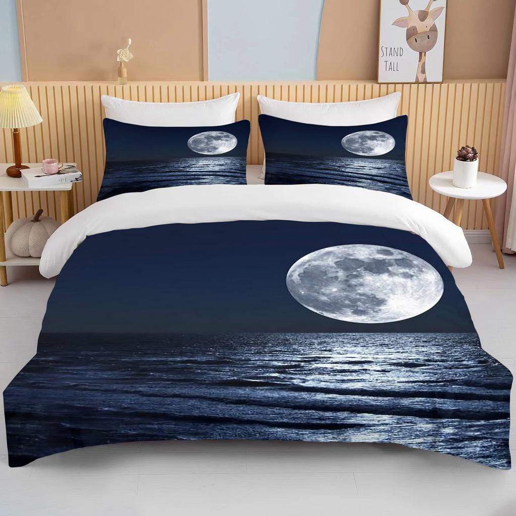 Moon Bedding Set Night View Duvet Cover Set With Pillowcase Bedding King Queen Full Double Single Size Luxury Bedxclothes Decor