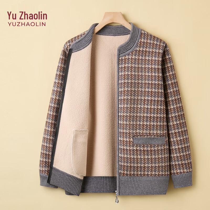 

YUZHAOLIN Women s Warm Fleece-Lined Knitted Cardigan 4XL