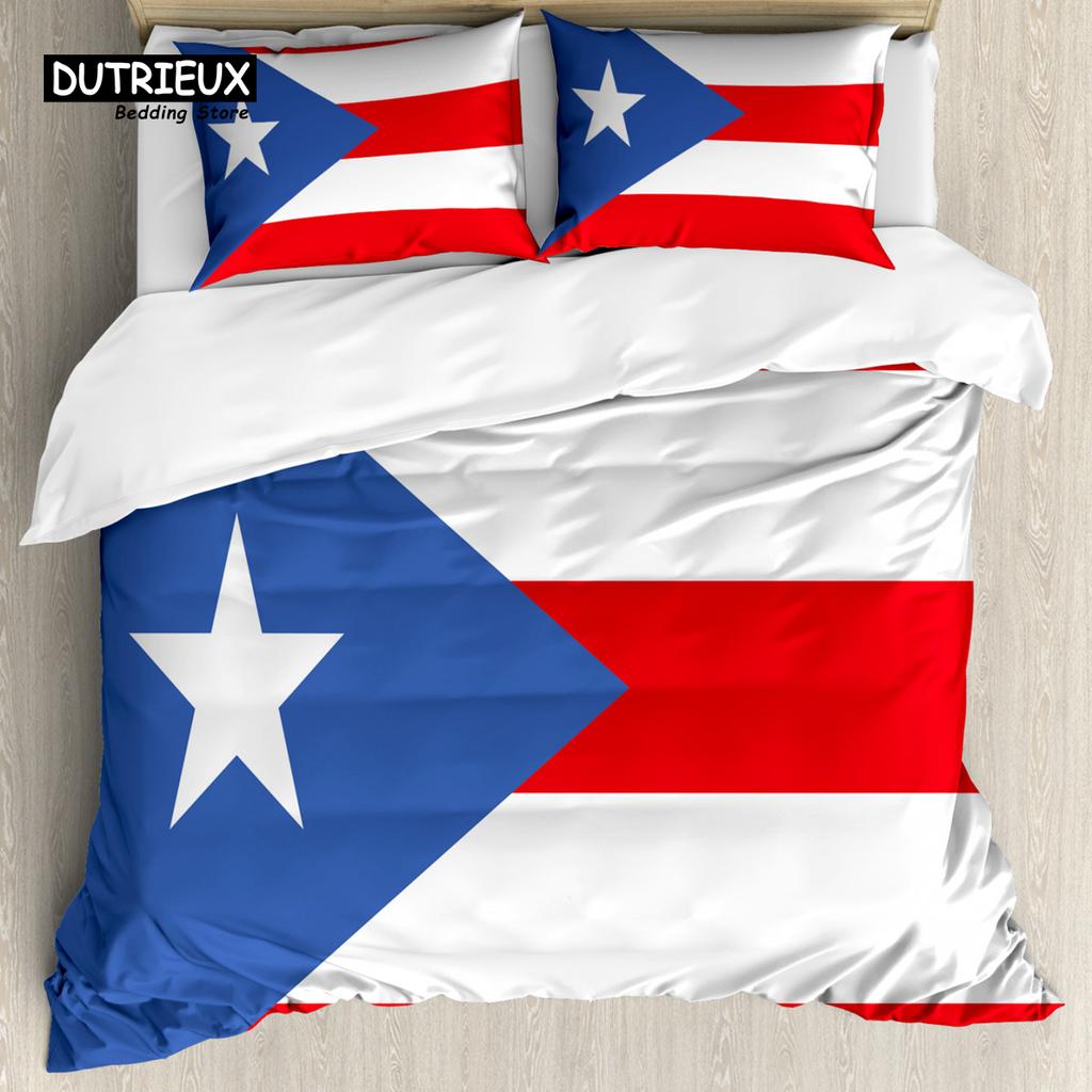 Puerto Rico National Flag Duvet Cover Set Twin Full King Size Gay Rainbow Bedding Set Microfiber Star Love Heart Comforter Cover