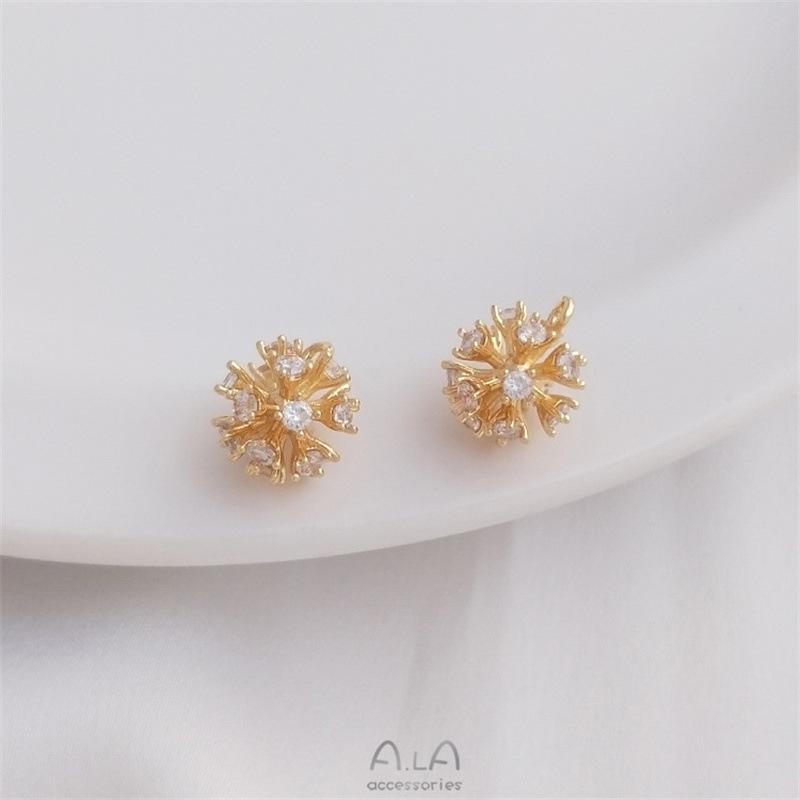 Inlaid Zircon Pine Cone Pendant - 14K Gold-Filled, Tarnish-Resistant, DIY Bracelet & Earrings Handmade Jewelry Charm