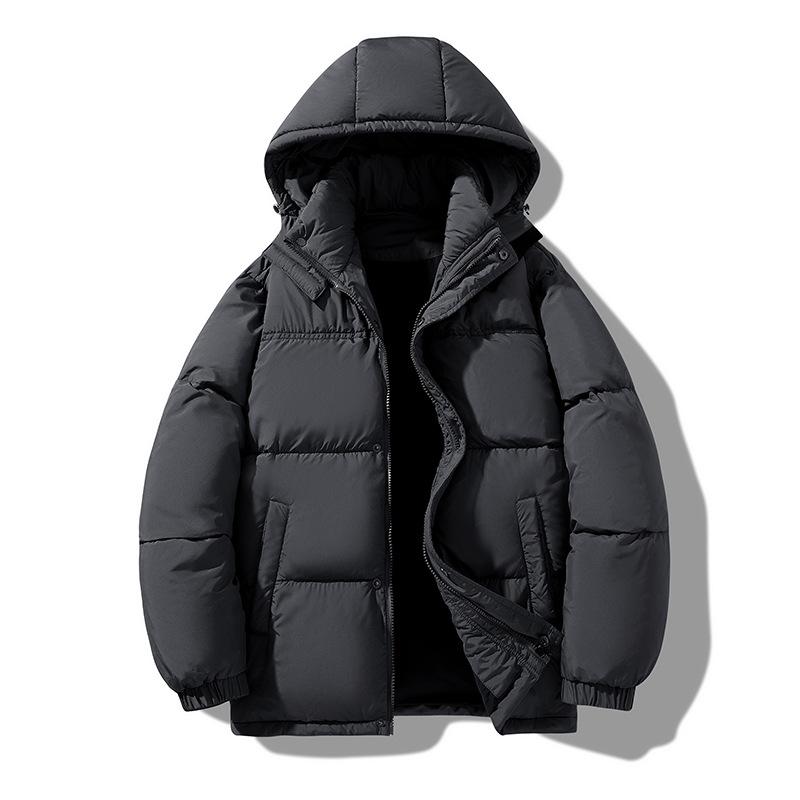 

2025 Мужская повседневная короткая куртка с флисовой подкладкой Ветрозащитная Теплая утолщенная куртка XXXL темно серый