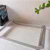 Stainless Steel Organizer Tray Leather Woven Storage Trays Modern Luxury Decorative Tray Rectangular Accessory Trays with Handle