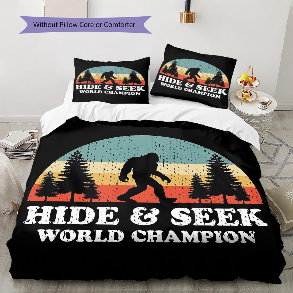 Bigfoot Pattern Bedding Home Decoration Birthday & Festival Gift (1 * duvet cover + 2 * pillowcase, without core)