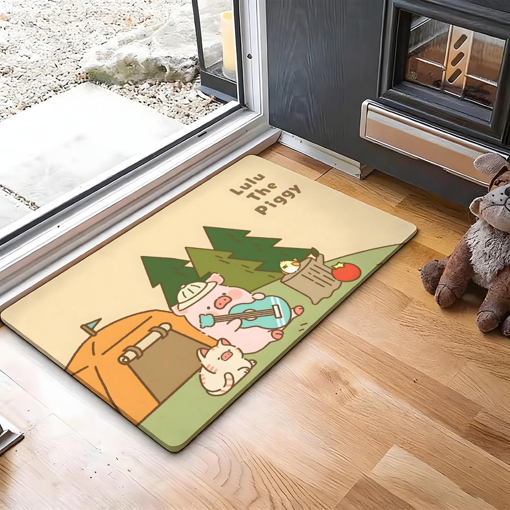 Anime  L-LuLu Floor Mat Absorbent Floor Mat Non-Slip Entrance Rug for Bathrooms Restrooms and Toilets