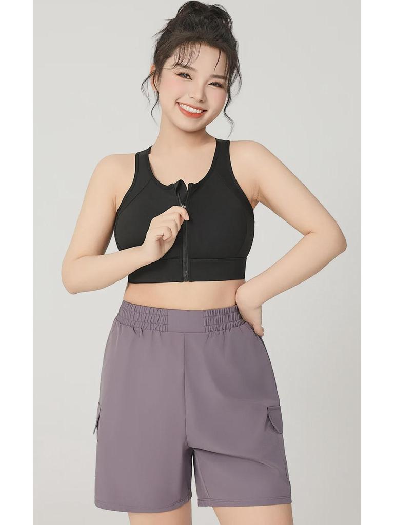 Summer Mesh Sports Bra with Front Zipper - Breathable, I-Shaped Back, One-Piece Fitness Design