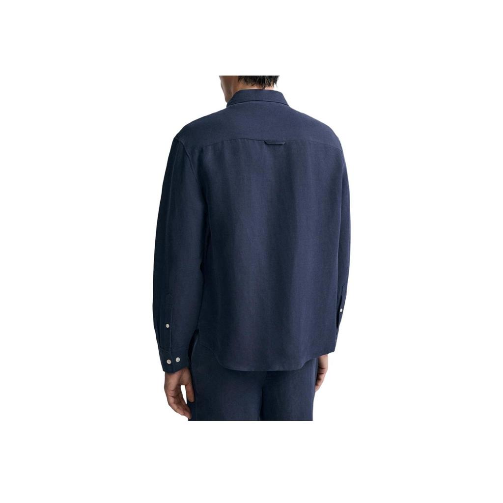 Zara Solid Color Comfortable Slim Fit Long Sleeve Shirt Men shirts Ocean-Blue 5344306-401