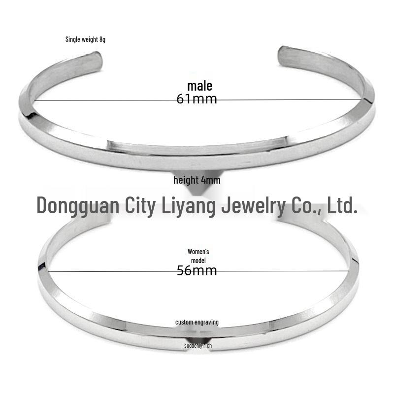 DW Beveled Offener C-förmiger Titanstahl-Armreif - Mehrere Farben erhältlich, 18K Modischer Personalisierter Schmuck