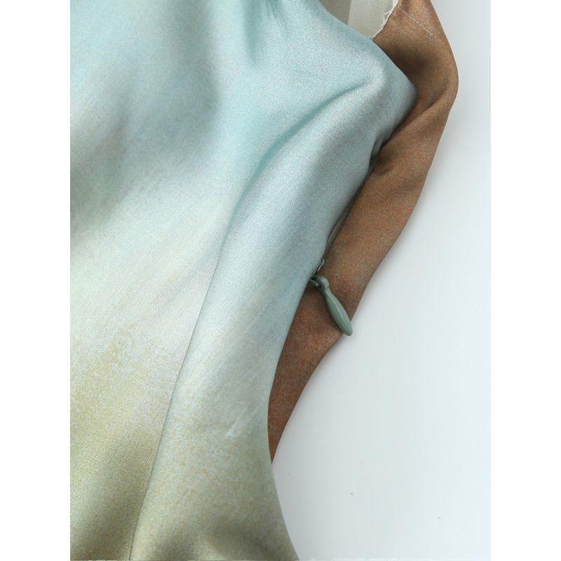 Kaslead New Arrival Women's Clothing Fashion Style Fashion Silm Tie-Dye Print Midi Skirt Dress 3031200