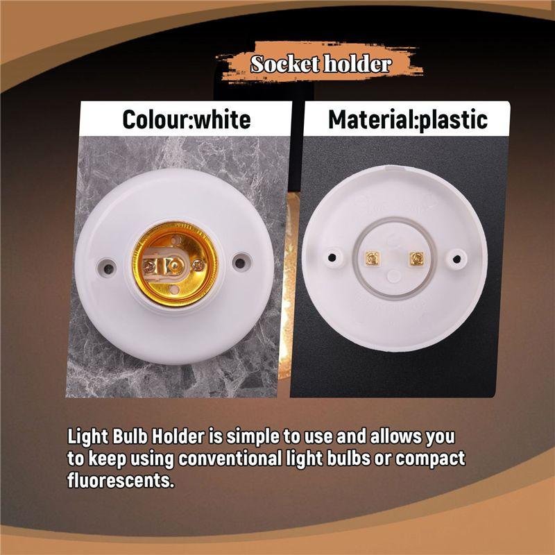 Fresh 10Pcs E27 Plastic Screw Lamp Holder Round Lamp Holder Bulb Socket Holder Adapter