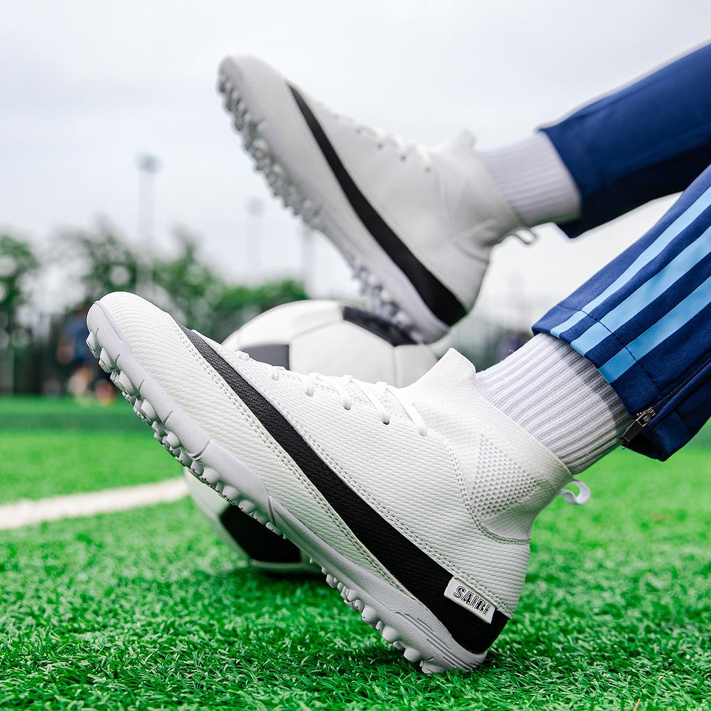 2024 Erkek Futbol Ayakkabıları Büyük Boy Ultra Hafif Futbol Ayakkabıları Erkek Çocuk Spor Ayakkabıları Kaymaz AG/TF Futbol Kramponları Bilek Botları Unisex