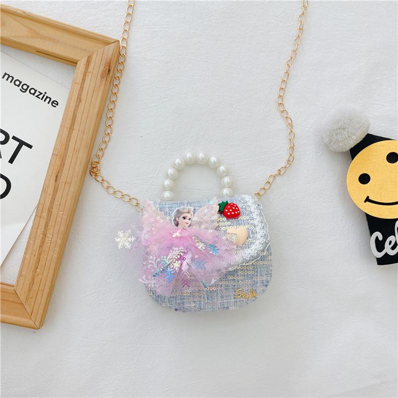 Entzückende Prinzessin Perlen Handtasche Für Mädchen Mini Pu Leder Umhängetasche