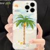 Summer Cloud Coconut Tree Clear Case for Apple iPhone 11, 12, 13, 14 Pro Max, XR/XS, 15