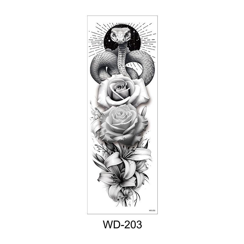 Long Flower Full Arm Waterproof Temporary Tattoo Stickers
