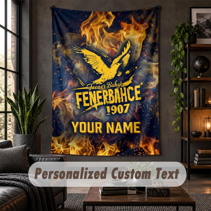 Wall Tapestry Fenerbahçe FC Print Custom Name Text Wall Hanging Home Decor