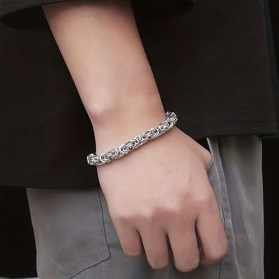 Unisex Byzantine Chain Bracelet Lobster Clip Closure Metal Polished Thick Lightweight Hip Hop Wrist Jewelry Shopping Work Party Dating
