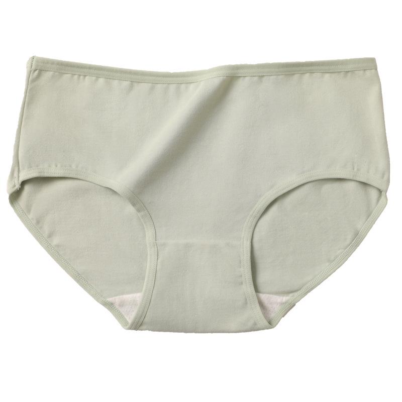 Simple Plus Size Women's Mid-Waist Cotton Panties - Solid Color Breathable Triangle Briefs