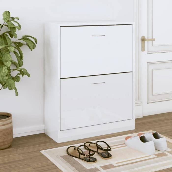 VidaXL Armoire à chaussure Blanc brillant 63x24x81 cm Bois ingénierie 342560