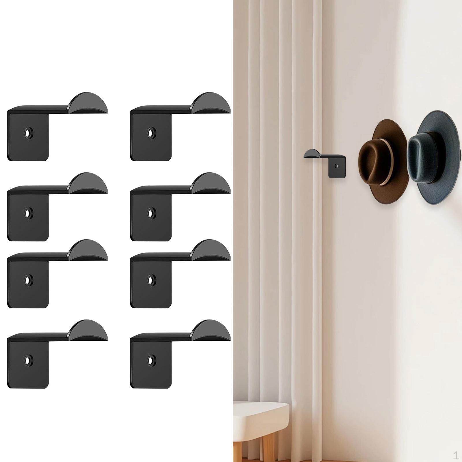 

8 Pieces Hat Hooks for Wall Baseball Cap Racks Accessories Display Hangers Office чёрный