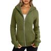 Women Jacket Plush-lined Lady Hoodie Jacket with Zipper Closure Pockets Elastic Cuffs Cozy Cardigan Coat for Wear Spring Autumn
