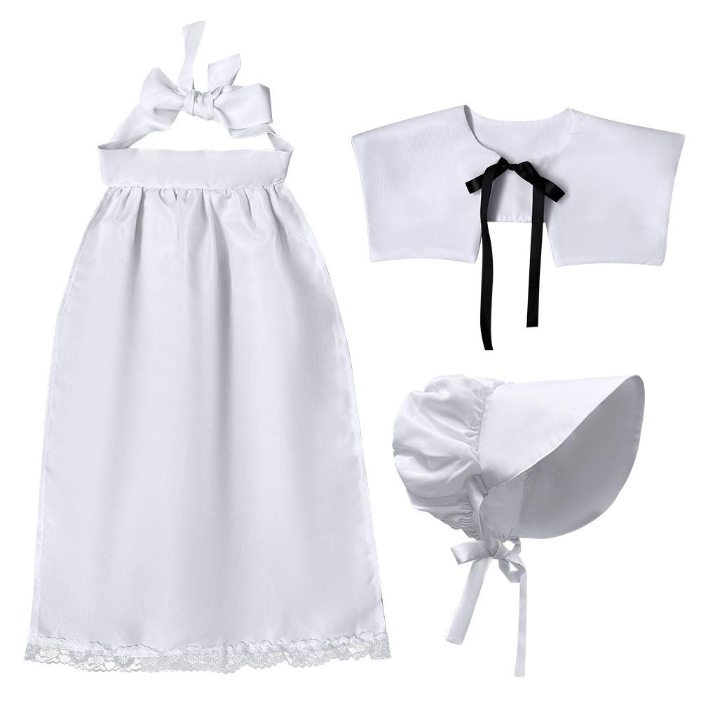 New Children's Halloween Maid Dress Up Medieval Maid Headscarf, Collar, Apron Three-piece Set