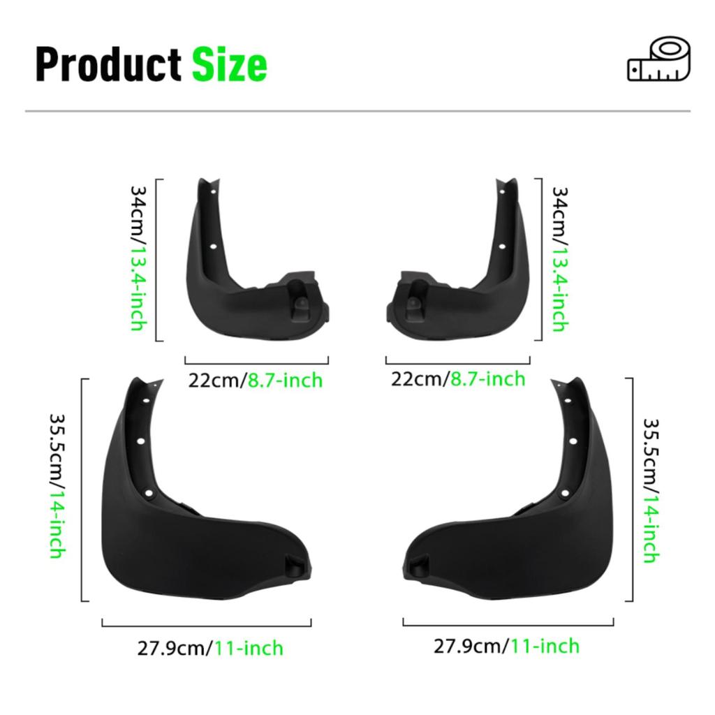 4PCS Car Mud Flaps Splash Guards Mudguards Car Mud Flaps Compatible with MINI Countryman R60 2010 2011 2012 2013 2014 2015 2016