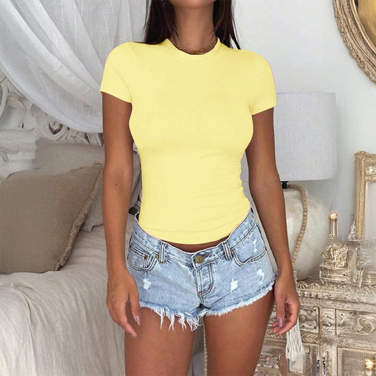 Стиль Hot Girl Универсальная Базовая Одежда Повседневная Короткорукавная Футболка Женская Весна и Лето Станция Независимых Продавцов S