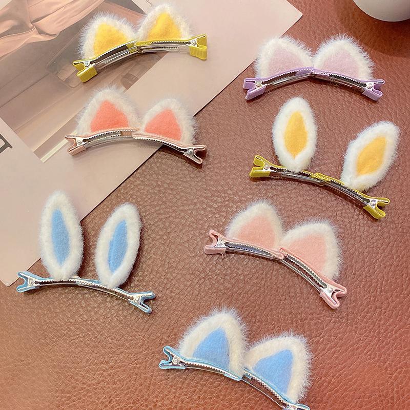 Cute Cat Ear Hairpin Girl Korean Plush Hair Clip Colorful Small Hairpin Hair Accessories For Women Headwear