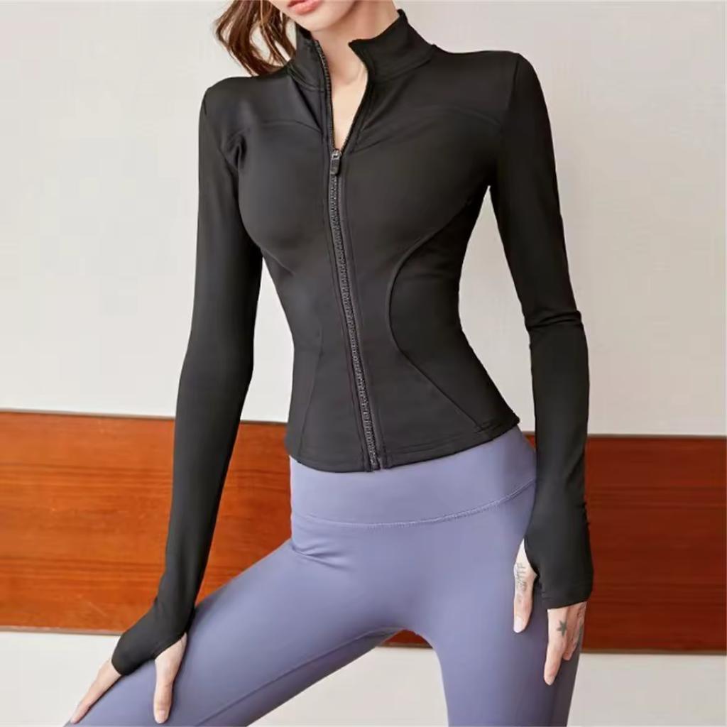 Women's Long Sleeve Sport Jacket Spring Summer Gym Workout Coat Yoga Running Sports Cycling Top Casual Zipper Fitness Clothing